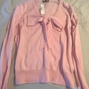 J. Crew Light Pink V-Neck Sweater with Bow
